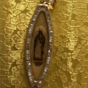 Vintage 14k Gold and Diamond Virgin Mary Pendant